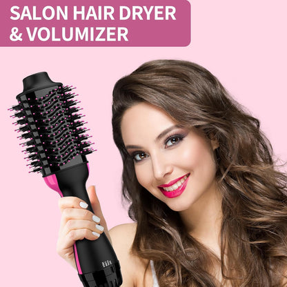 One Step Hair Dryer and Volumizer Hot Air Brush 3 in1 Styling Brush Styler, Negative Ion Hair Straightener Curler Brush for All Hairstyle Black